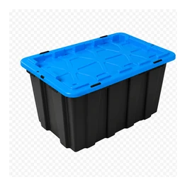 Caja tipo Contenedor: caja plástica negra con tapa azul