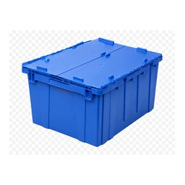 Tote Logístico: contenedor plástico azul con tapa abatible
