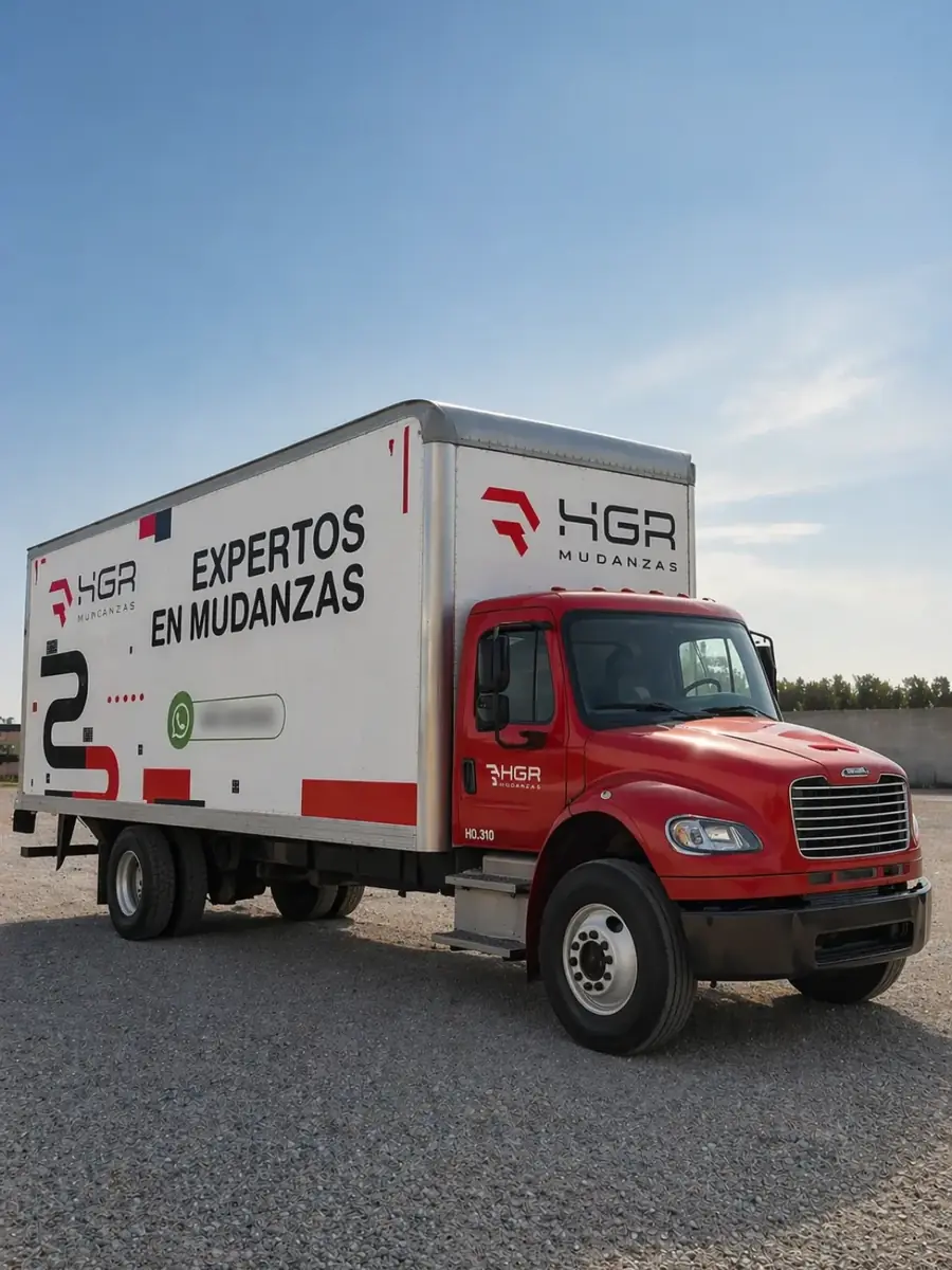 Camión Freightliner M2 de HGR rotulado «Expertos en mudanzas»