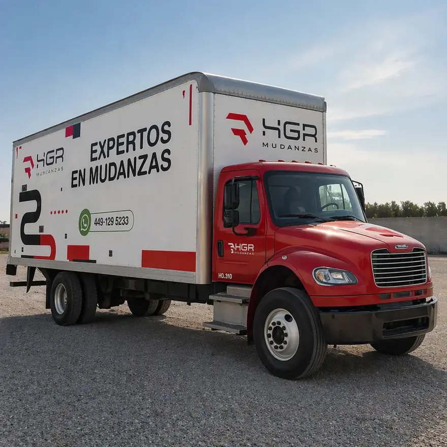 Camión Freightliner M2 de HGR Mudanzas, caja seca de 8 toneladas